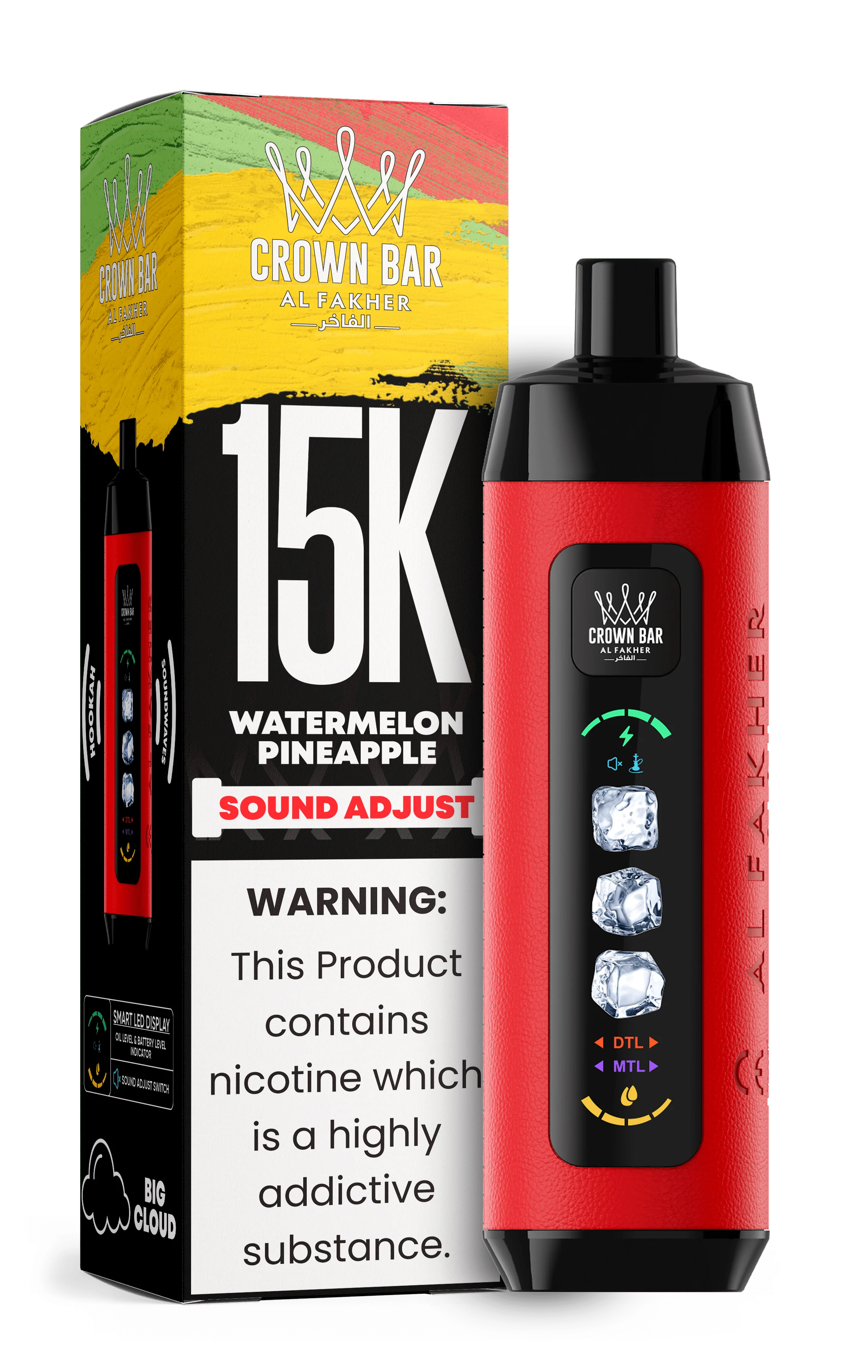 AL FAKHER CROWN BAR 15000 ICE ADJUST DISPOSABLE (5CT DISPLAY)