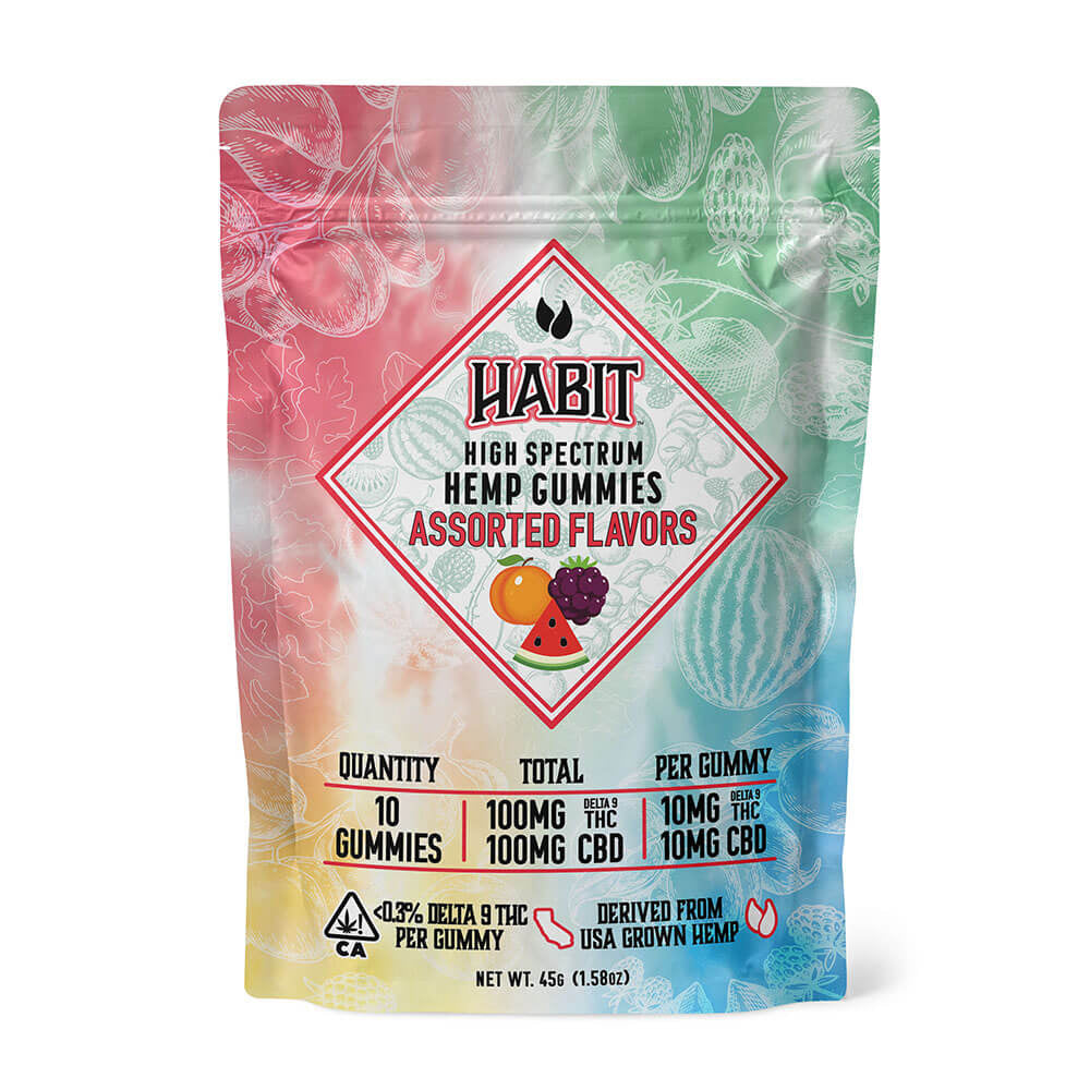 HABIT HIGH SPECTRUM 10MG CBD + 10MG D9 GUMMIES (10CT/BAG) | ASSORTED FLAVORS