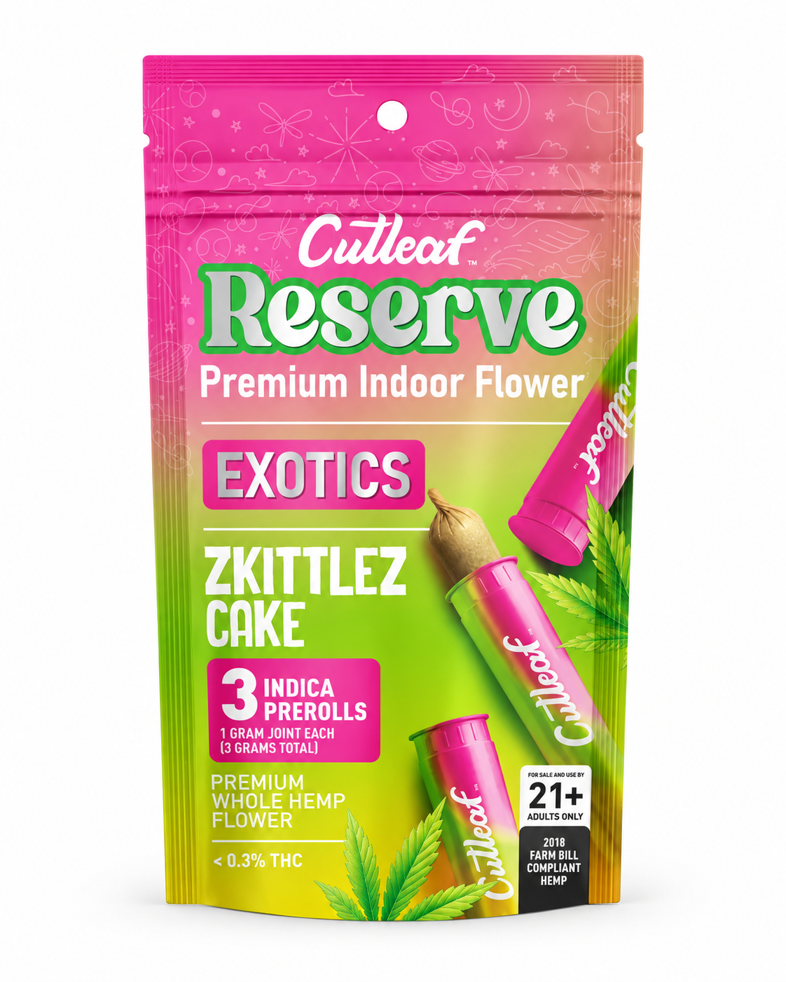 CUTLEAF RESERVE PREMIUM INDOOR FLOWER PRE-ROLLS (3 X 1G EACH PER PACK)