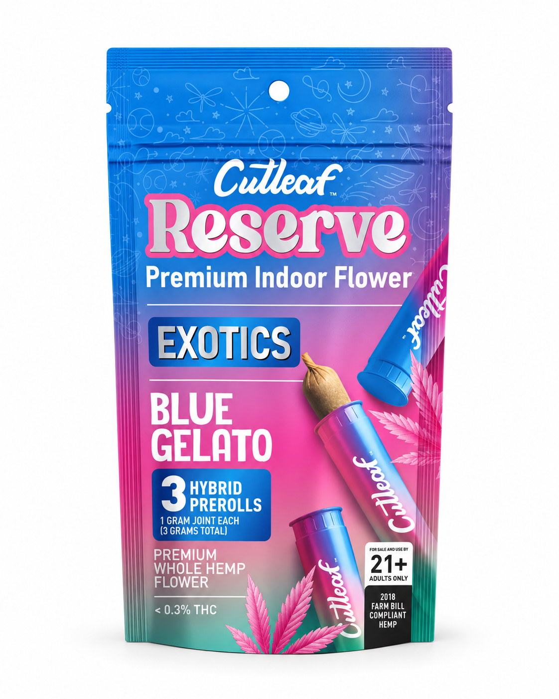CUTLEAF RESERVE PREMIUM INDOOR FLOWER PRE-ROLLS (3 X 1G EACH PER PACK)