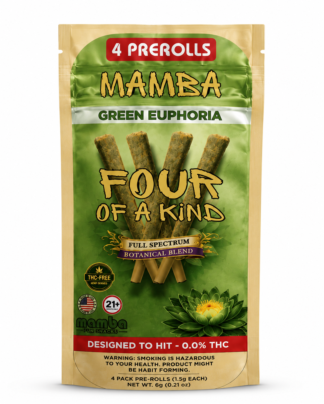 MAMBA FOUR OF A KIND BOTANICAL FULL SPECTRUM 6G PRE ROLLS PACK (10CT BOX)
