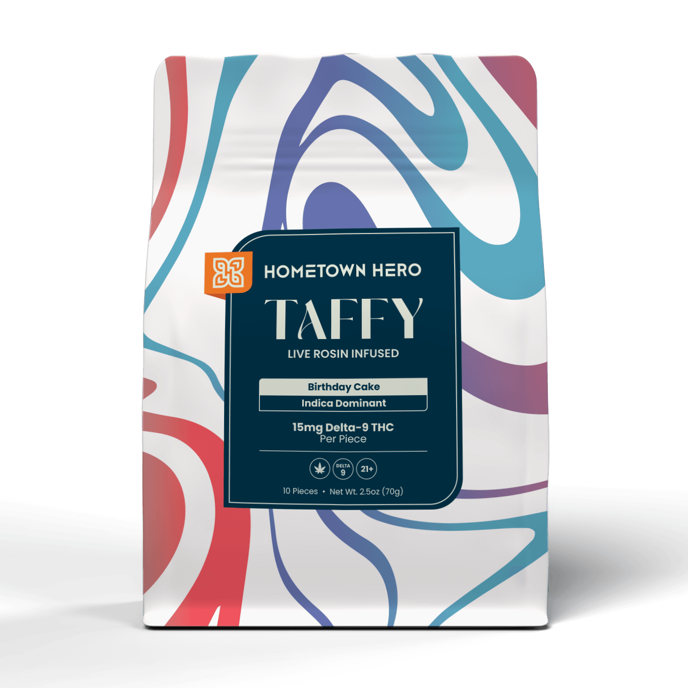 HOMETOWN HERO 15MG D9 LIVE ROSIN TAFFY (10CT/PACK)