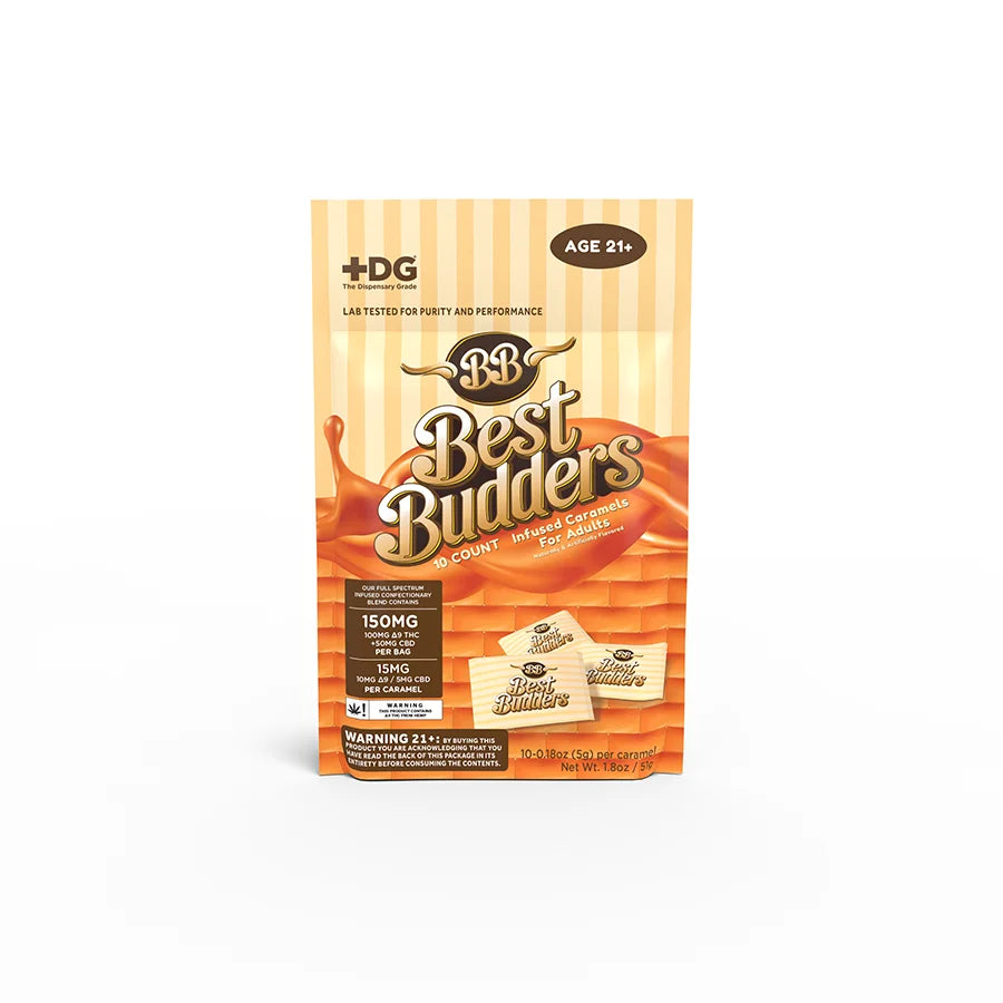 BEST BUDDERS INFUSED CARAMELS 15MG THC PER PIECE (10CT BAG)