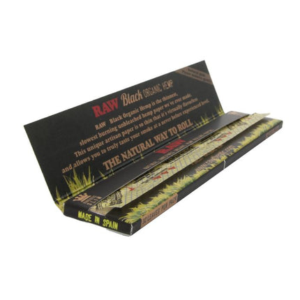 RAW BLACK ORGANIC HEMP KING SIZE SLIM PAPERS (50CT/PK , 24PK/BOX)
