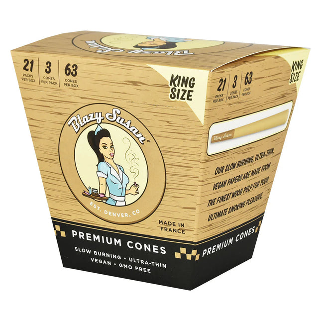 BLAZY SUSAN PRE ROLLED CONES KING SIZE (21PK/DISPLAY) | UNBLEACHED