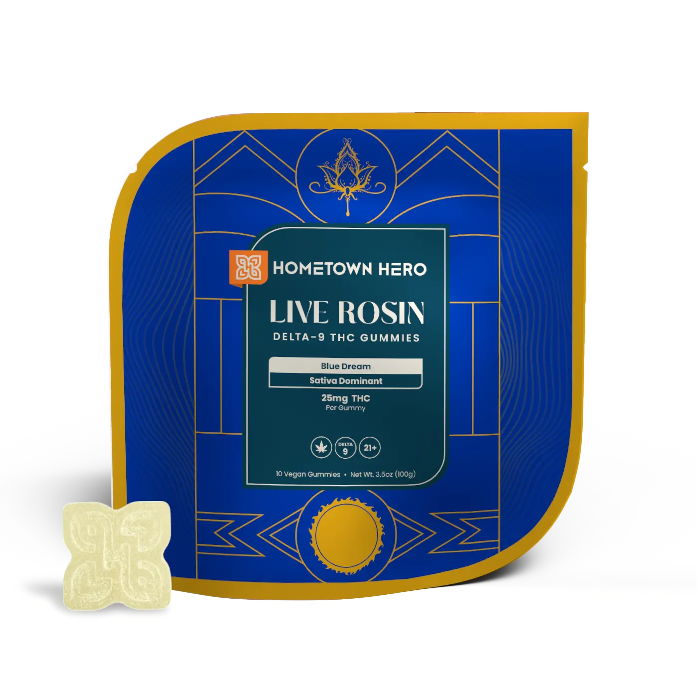 HOMETOWN HERO 25MG D9 LIVE ROSIN GUMMIES (10CT/PACK)