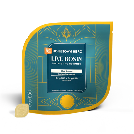 HOMETOWN HERO 5MG D9 LIVE ROSIN GUMMIES (10CT/PACK)