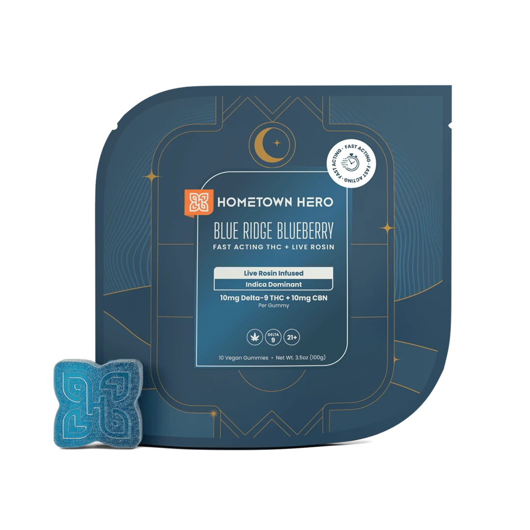 HOMETOWN HERO 20MG D9 LIVE ROSIN GUMMIES (10CT/PACK)