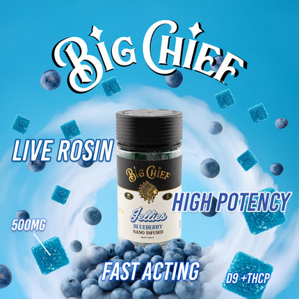 BIG CHIEF JELLIES LIVE ROSIN NANO INFUSED D9 | THC-P 500MG PER GUMMY (30PC JAR)