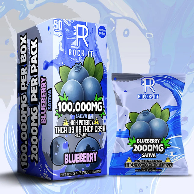 ROCK IT 100,000MG HIGH POTENCY THCA D9 THCP CB9A GUMMIES (2000MG PER BAG) (50 BAG DISPLAY)