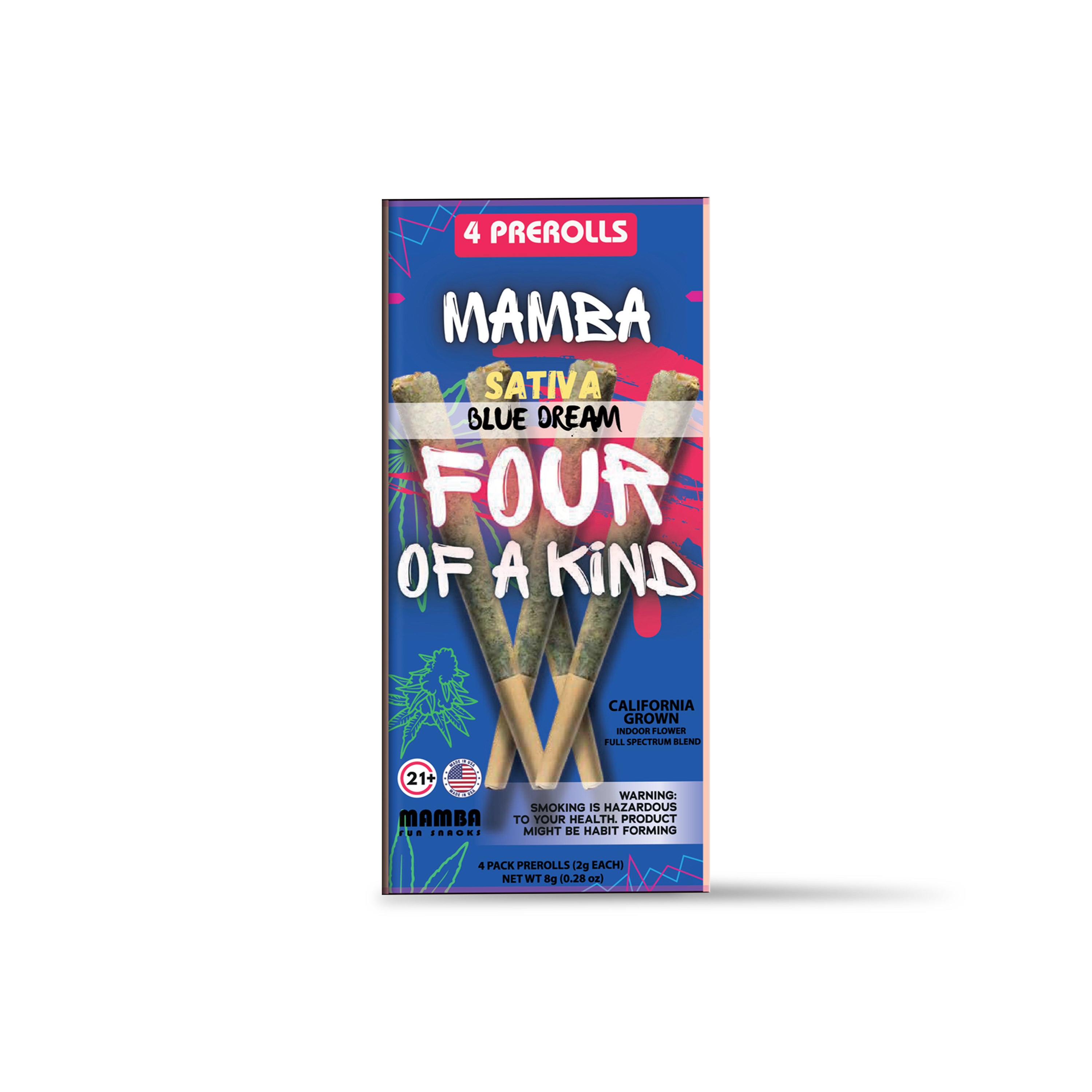 MAMBA FOUR OF A KIND 2G THC-A PRE ROLLS (4CT/PACK, 8G/PACK)