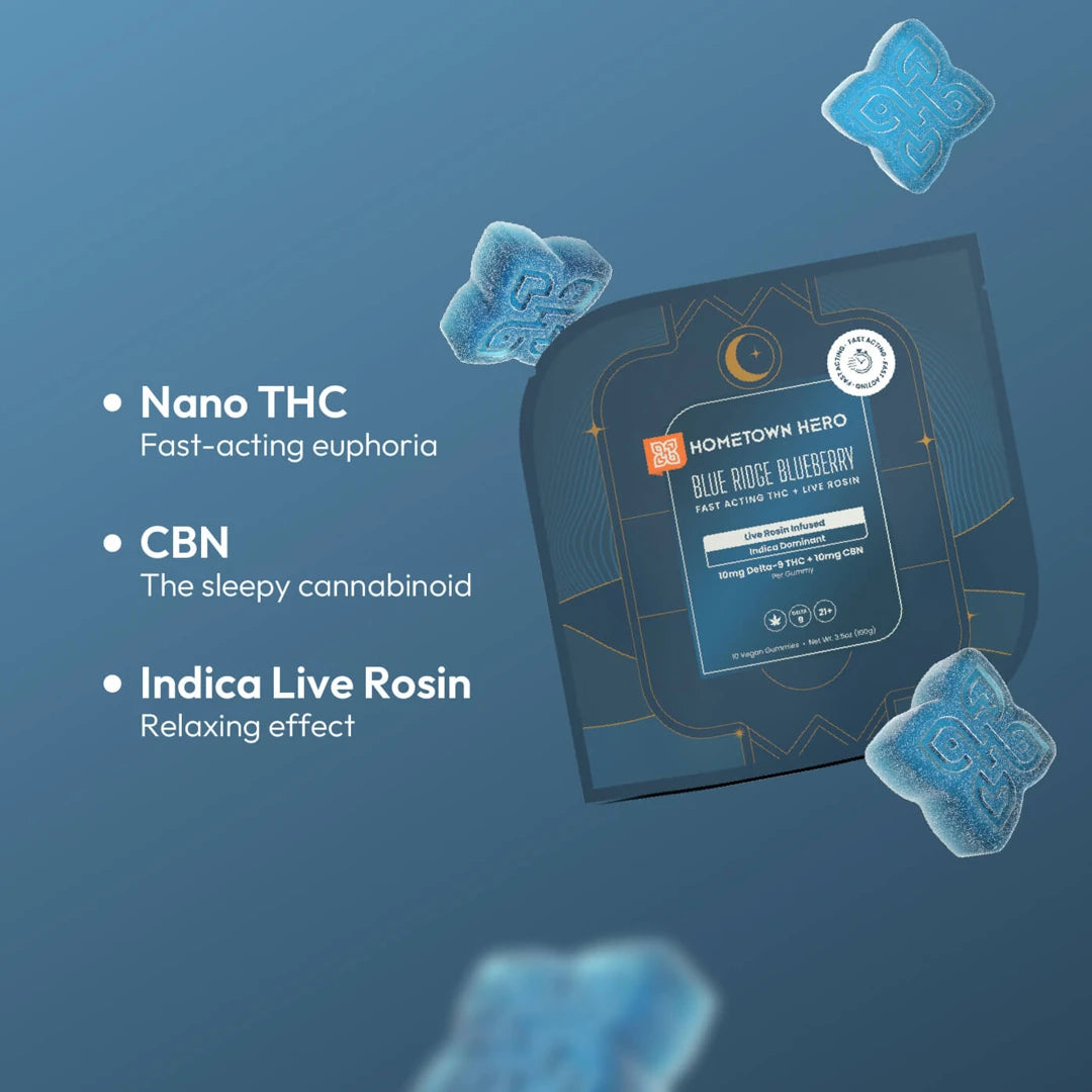 HOMETOWN HERO 20MG D9 LIVE ROSIN GUMMIES (10CT/PACK)
