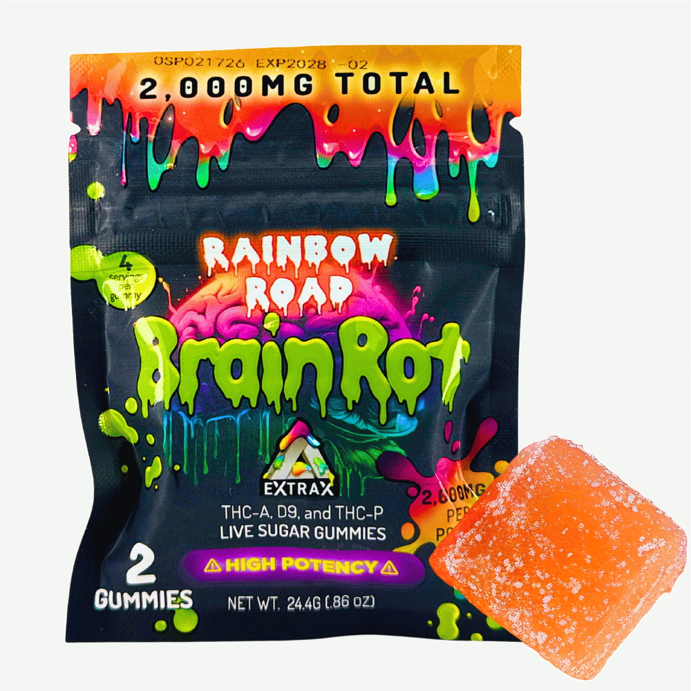 BRAINROT 60000MG THC-A, D9, THC-P GUMMY POUCH BOX (30 POUCHES)