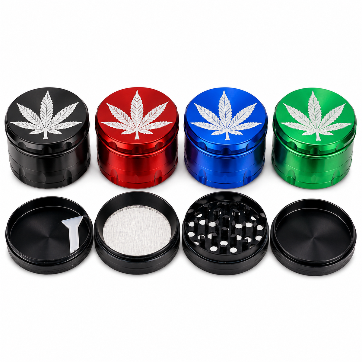 HERB GRINDER ASSORTED COLORS | LEAF DESIGN