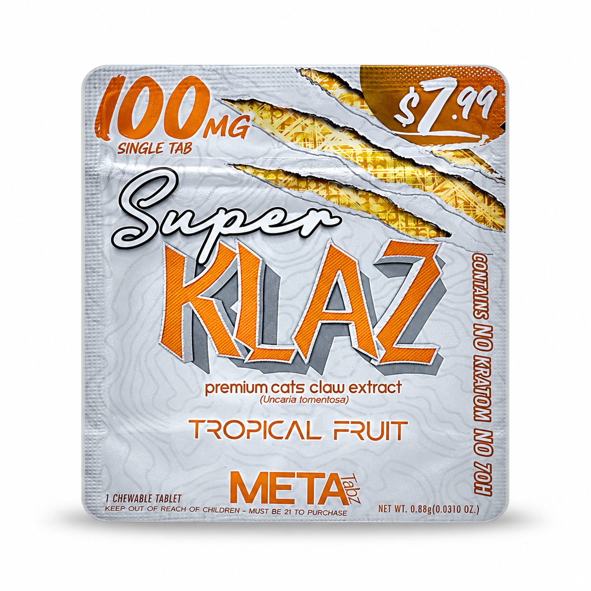 SUPER KLAZ 100MG CATS CLAW CHEWABLE TABLETS (30CT BOX)