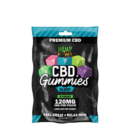 HEMP BOMBS 120MG CBD SLEEP GUMMIES (8CT/BAGS) | ASSORTED FLAVORS