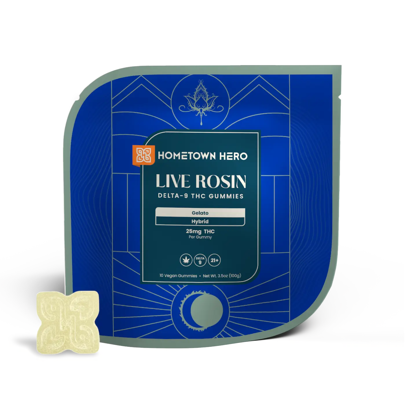 HOMETOWN HERO 25MG D9 LIVE ROSIN GUMMIES (10CT/PACK)