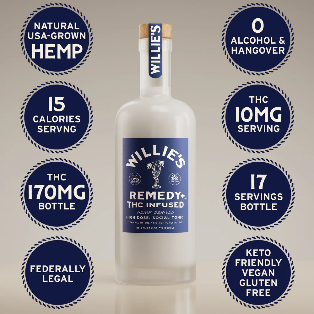 WILLIE'S REMEDY THC INFUSED 170MG SOCIAL TONIC 750ML BOTTLE - HIGH DOSE