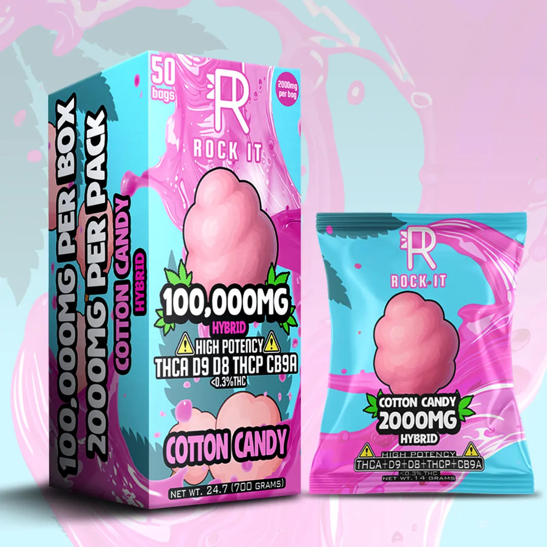 ROCK IT 100,000MG HIGH POTENCY THCA D9 THCP CB9A GUMMIES (2000MG PER BAG) (50 BAG DISPLAY)