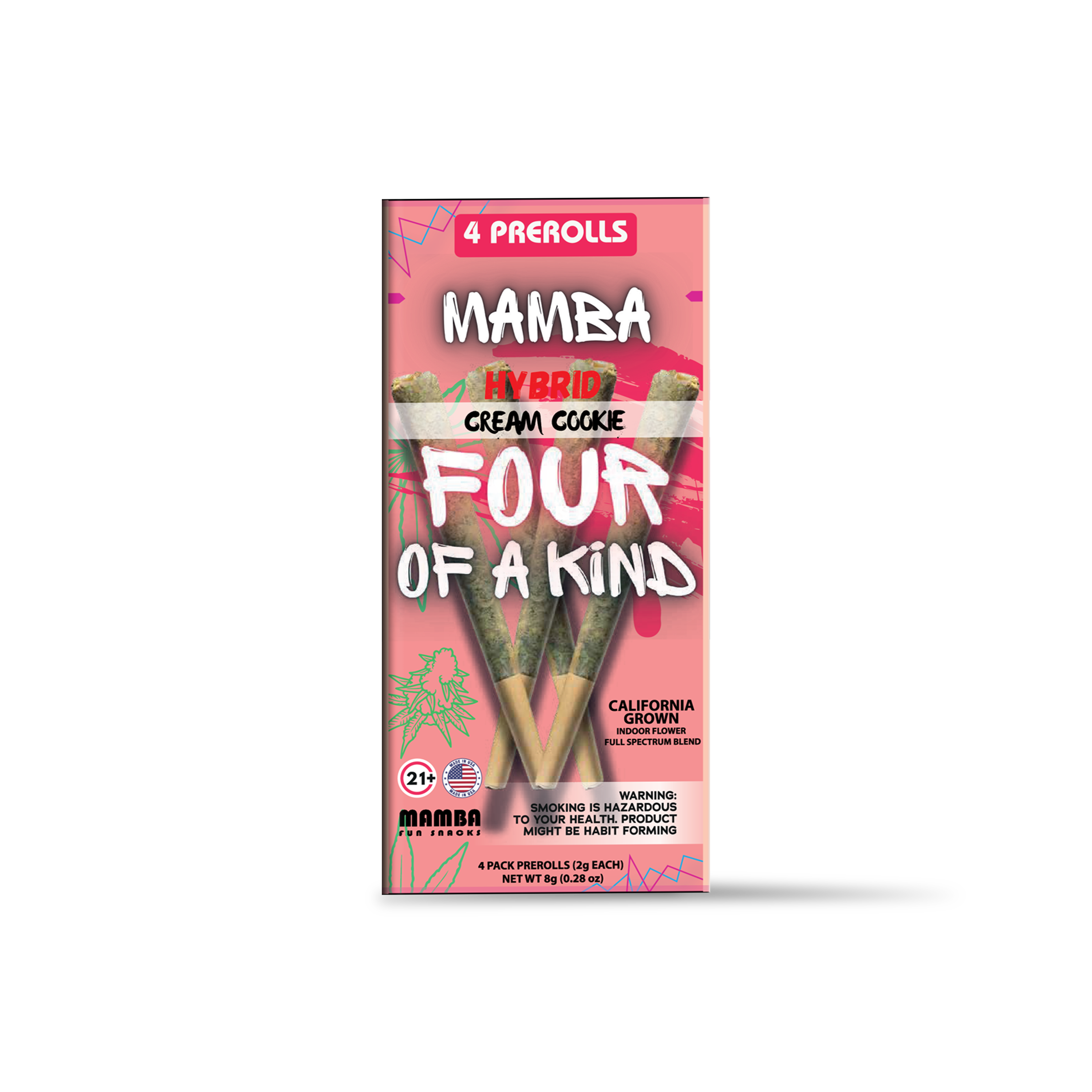 MAMBA FOUR OF A KIND 2G THC-A PRE ROLLS (4CT/PACK, 8G/PACK)
