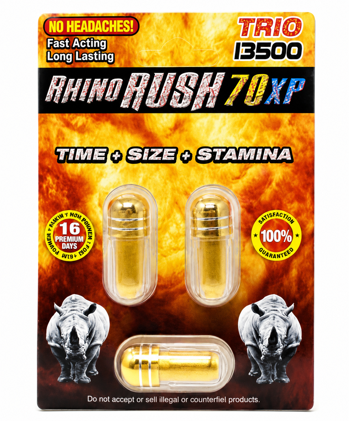RHINO RUSH 70XP TRIO CAPSULES (15CT BOX)