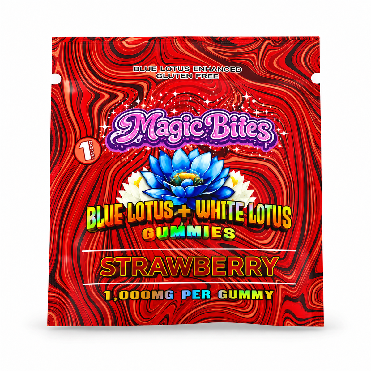MAGIC BITES BLUE LOTUS + WHITE LOTUS GUMMIES 1000MG PER PC (25CT DISPLAY)