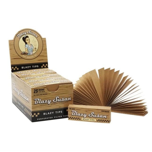 BLAZY SUSAN PERFORATED TIPS (50CT/BOOK , 25BOOK/BOX) | UNBLEACHED