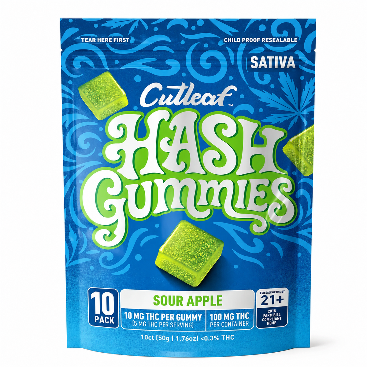 CUTLEAF THC HASH GUMMIES 10MG PER GUMMY (10CT BAG)