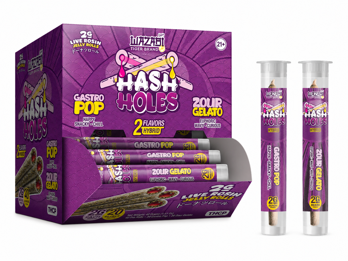 WAZABI 2 GRAM THC-P LIVE ROSIN JELLY ROLLS (20CT BOX)