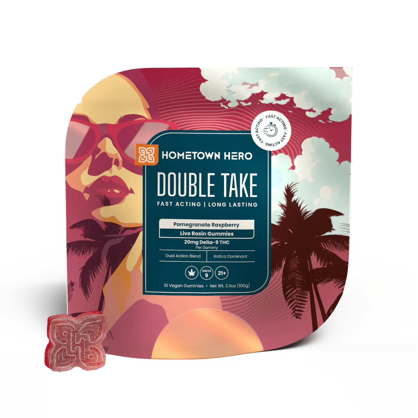 HOMETOWN HERO DOUBLE TAKE 20MG D9 LIVE ROSIN GUMMIES (10CT/PACK)