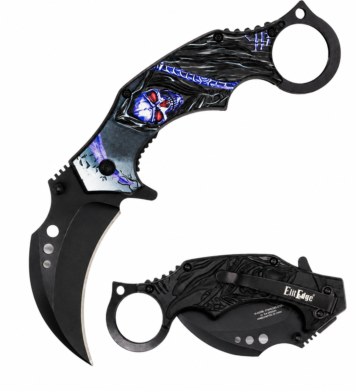 ELITE EDGE 5.25" KARAMBIT KNIFE | BLUE GRIM REAPER (10-A02BL)