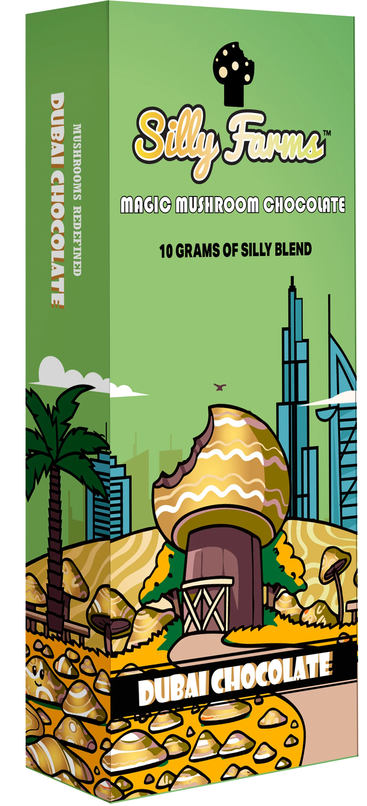 SILLY FARMS PREMIUM MUSHROOM DUBAI CHOCOLATE 10 GRAM BAR | DUBAI CHOCOLATE