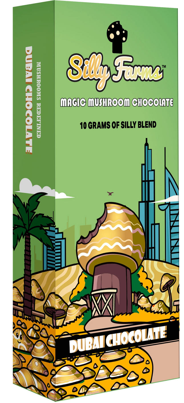 SILLY FARMS PREMIUM MUSHROOM DUBAI CHOCOLATE 10 GRAM BAR | DUBAI CHOCOLATE
