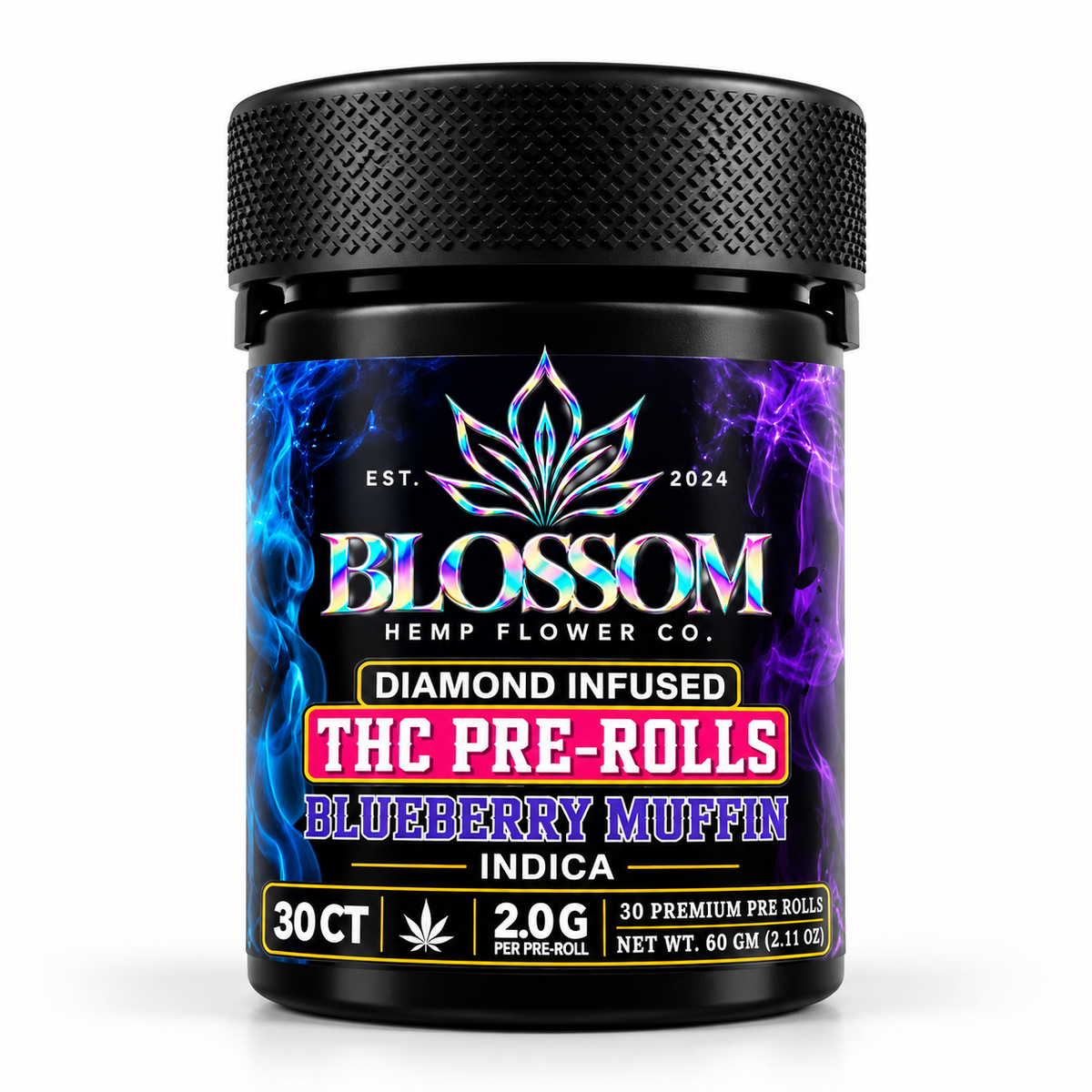 BLOSSOM DIAMOND INFUSED HEMP 2 GRAM PRE ROLL (30CT JAR)