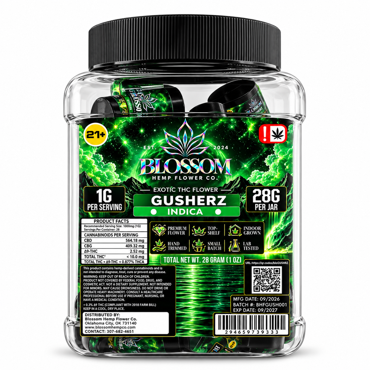 BLOSSOM EXOTIC 1 GRAM THC FLOWER (28CT JAR)