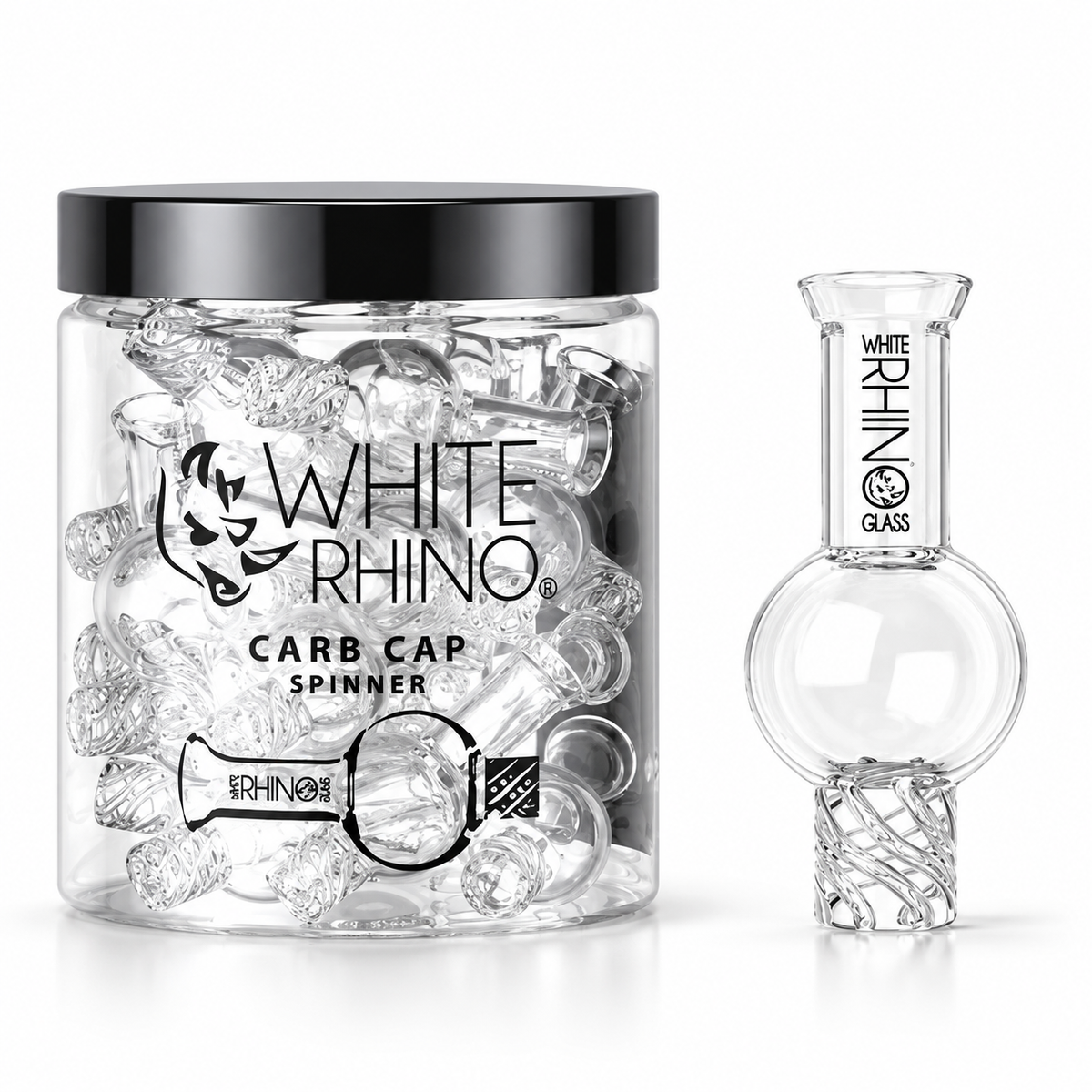 WHITE RHINO SPINNER GLASS CARB CAP (15CT JAR)