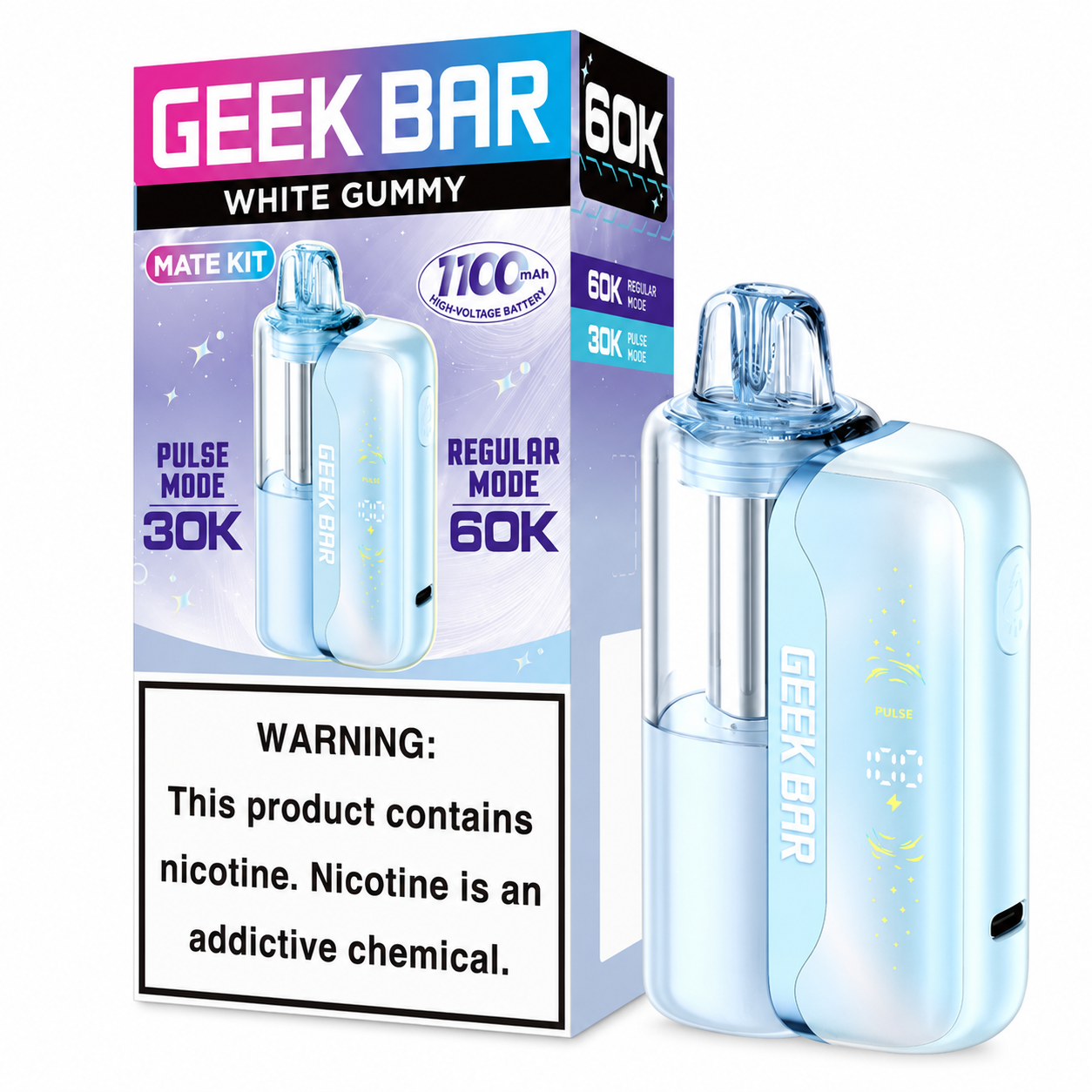 GEEK BAR MATE KIT 60000 PUFFS (5CT DISPLAY) | WHITE GUMMY