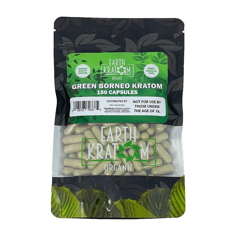 EARTH KRATOM 150CT CAPSULES GREEN  BORNEO 908193793375