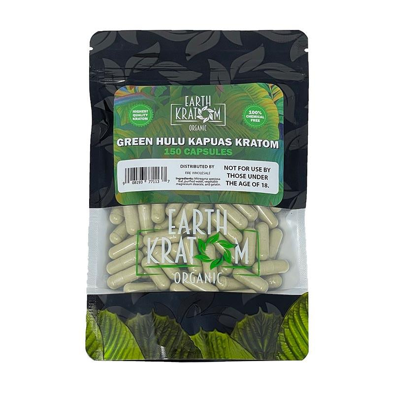 EARTH KRATOM 150CT CAPSULES GREEN HULU KAPUAS 908193771137