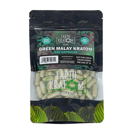 EARTH KRATOM 150CT CAPSULES GREEN MALAY 908193744711