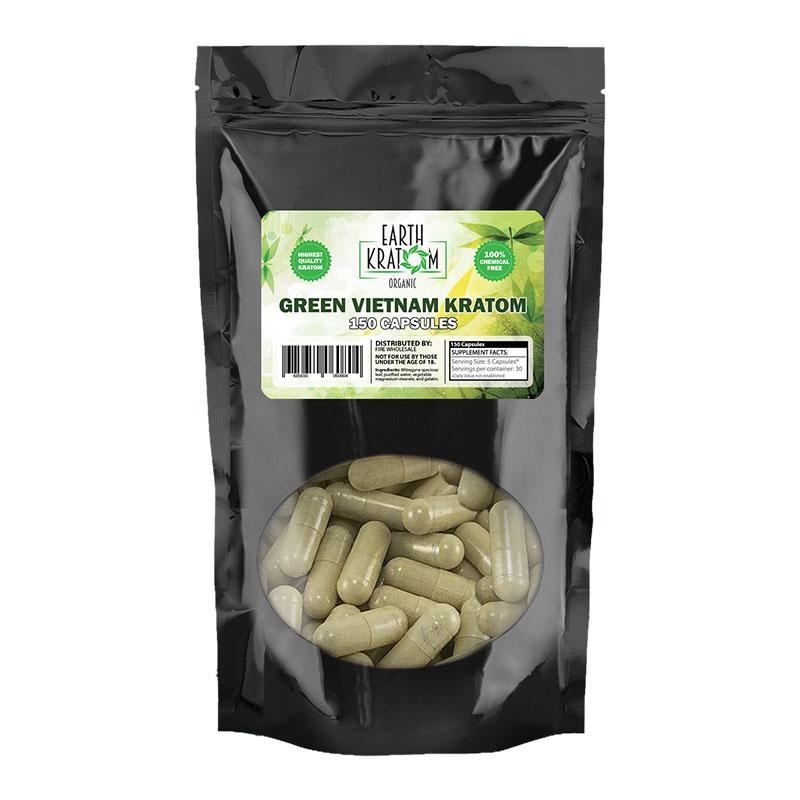 EARTH KRATOM 150CT CAPSULES GREEN VIETNAM 908193720517