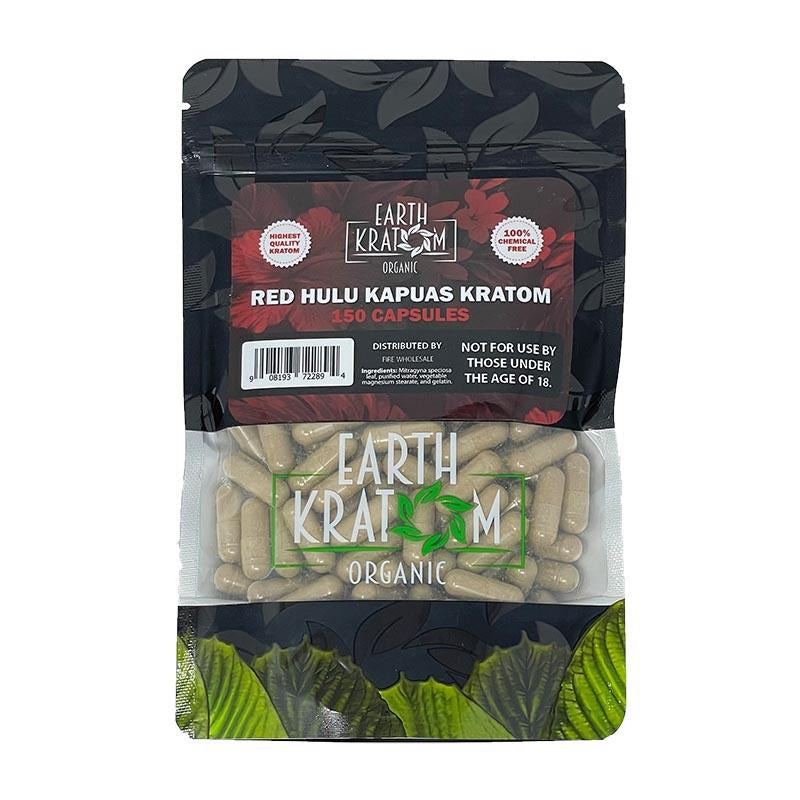 EARTH KRATOM 150CT CAPSULES RED HULU KAPUAS 908193722894