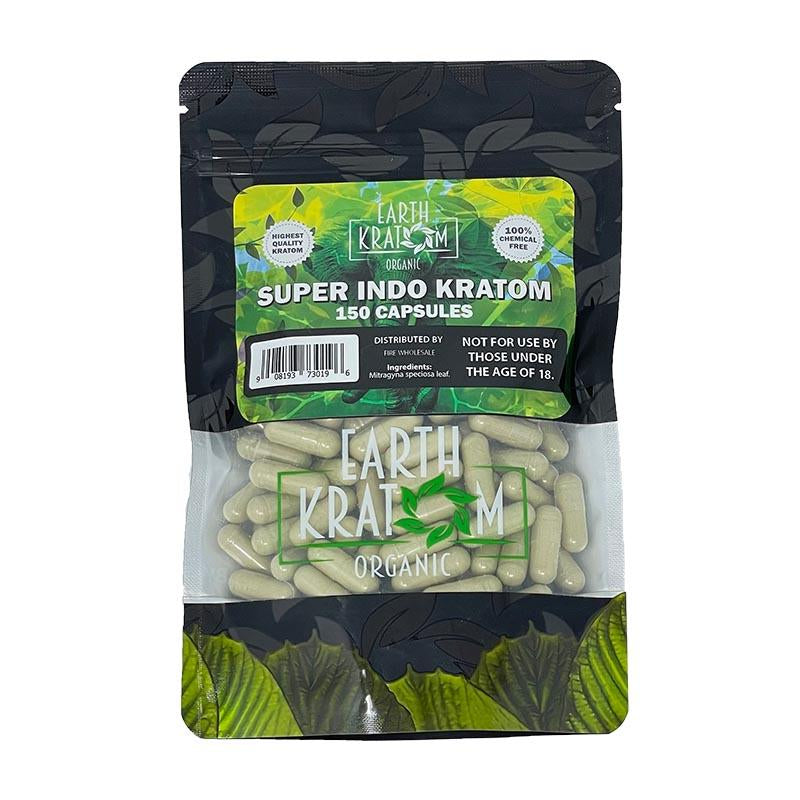 EARTH KRATOM 150CT CAPSULES SUPER INDO 908193730196