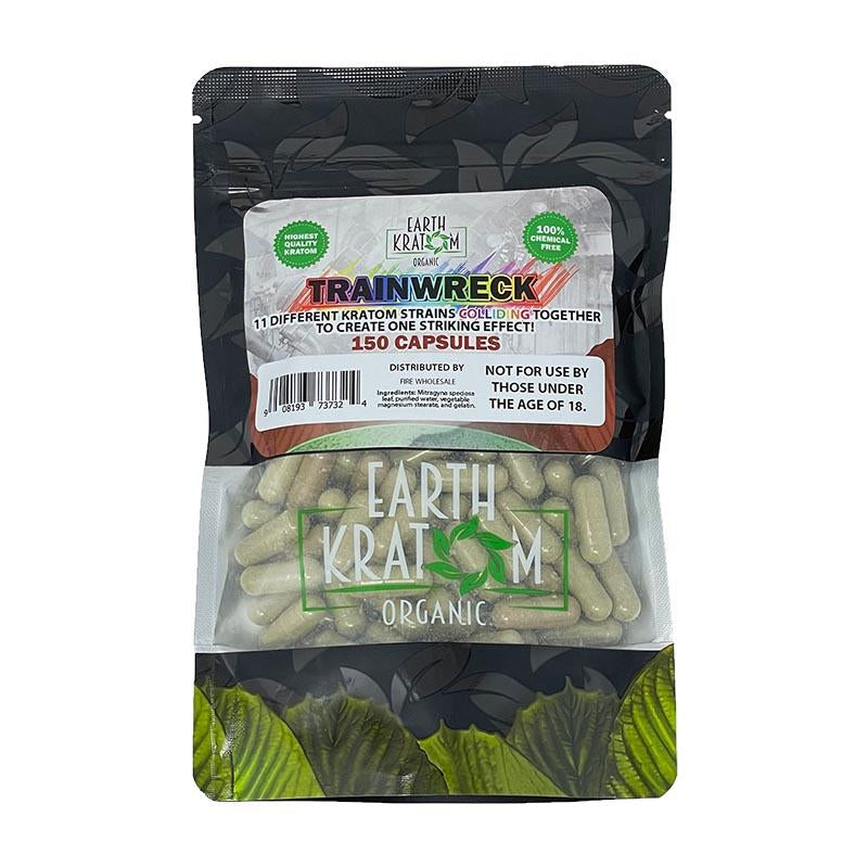 EARTH KRATOM 150CT CAPSULES TRAINWRECK 908193737324