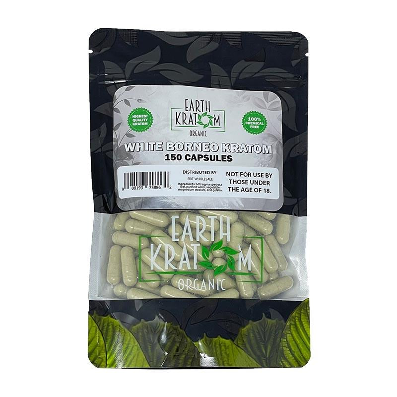 EARTH KRATOM 150CT CAPSULES WHITE BORNEO 908193758862