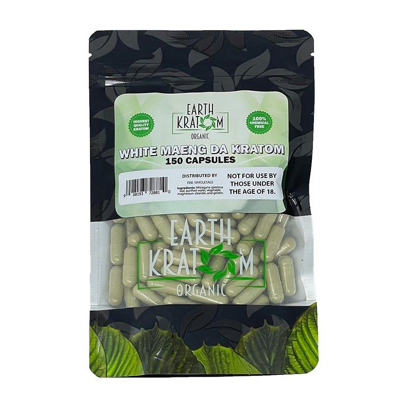 EARTH KRATOM 150CT CAPSULES WHITE MAENG DA 908193728810