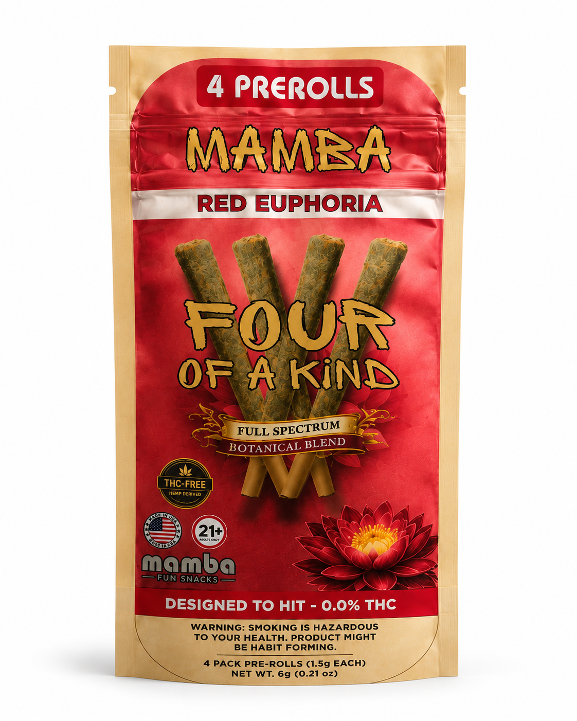 MAMBA FOUR OF A KIND BOTANICAL FULL SPECTRUM 6G PRE ROLLS PACK (10CT BOX)