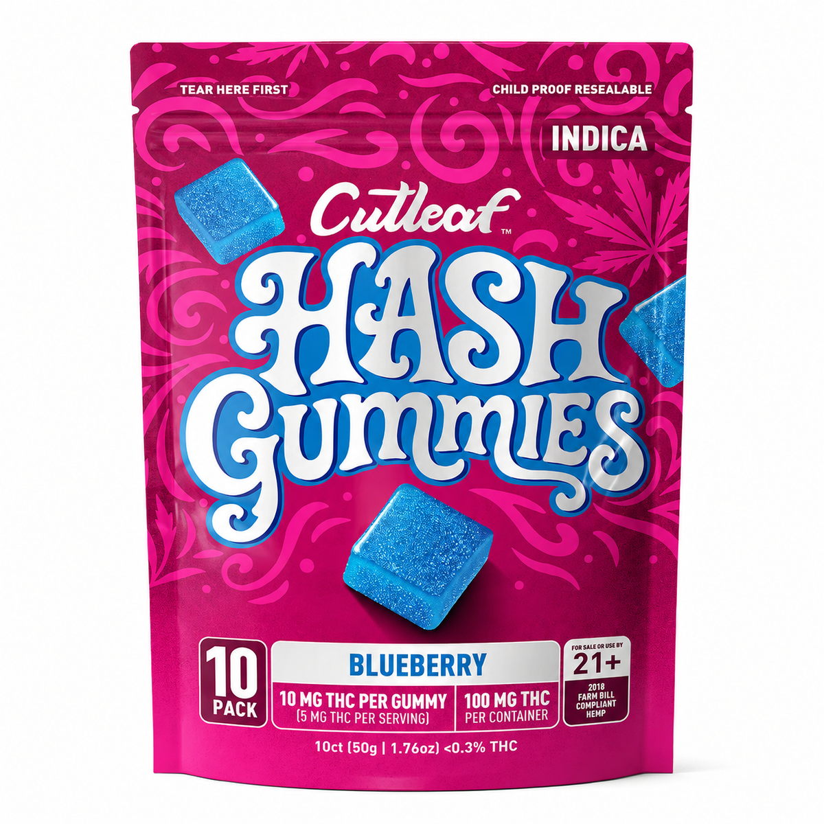 CUTLEAF THC HASH GUMMIES 10MG PER GUMMY (10CT BAG)