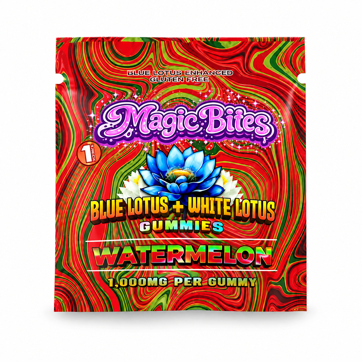 MAGIC BITES BLUE LOTUS + WHITE LOTUS GUMMIES 1000MG PER PC (25CT DISPLAY)