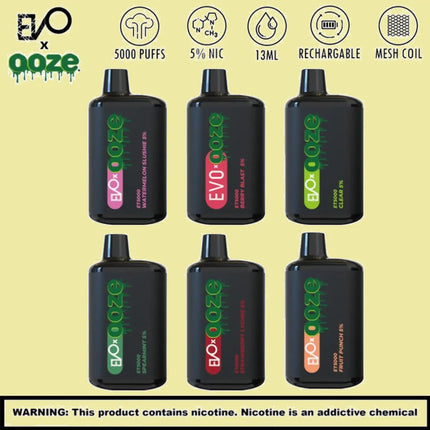 EVO X OOZE ET5000 5% DISPOSABLE (DISPLAY OF 10) - BERRY